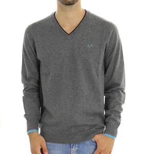 MAGLIA V NECK DOUBLE RIB SUN68 GRIGIO